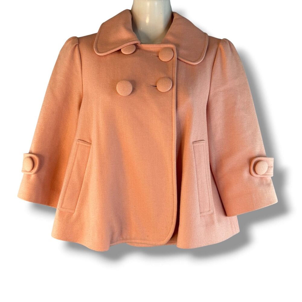 Vintage Forever 21 Blush Pink Cropped Peacoat 3/4 Sleeve Preppy Coquette Size S